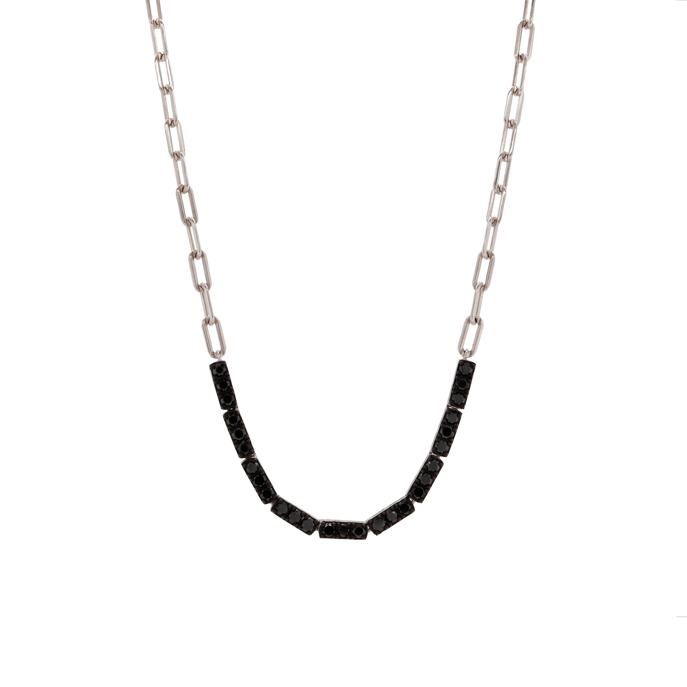 BLACK DIAMOND SILVER ROW NECKLACE