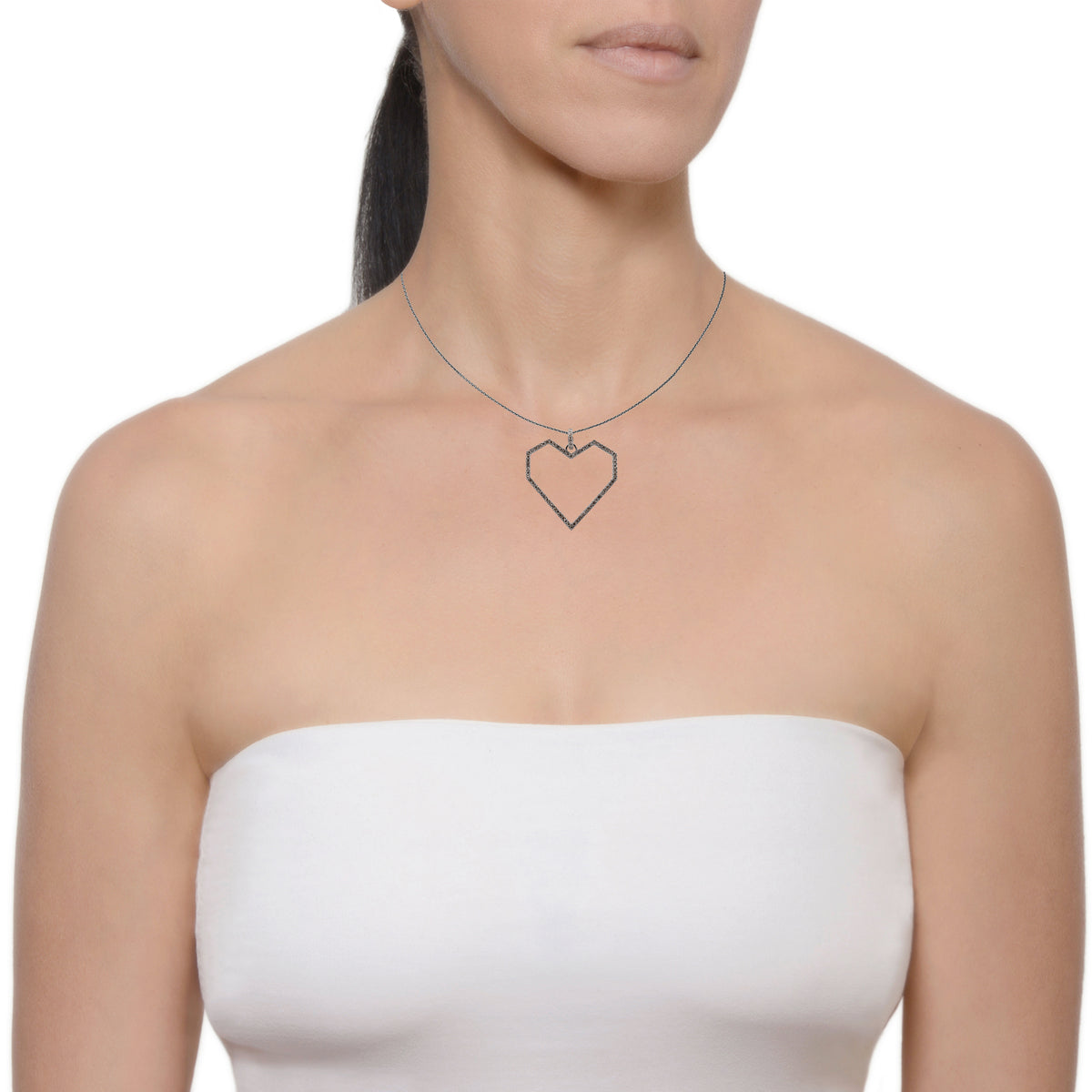 LARGE ANGULAR OPEN HEART PENDANT