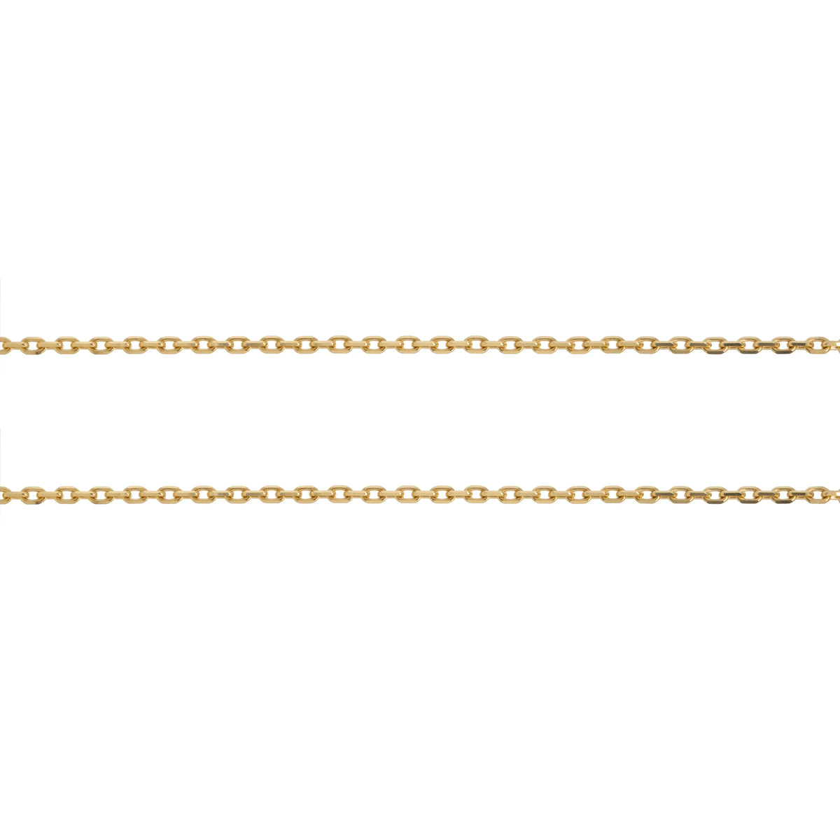 14K solid gold 1.8mm Diamond-edge Chain on a white background