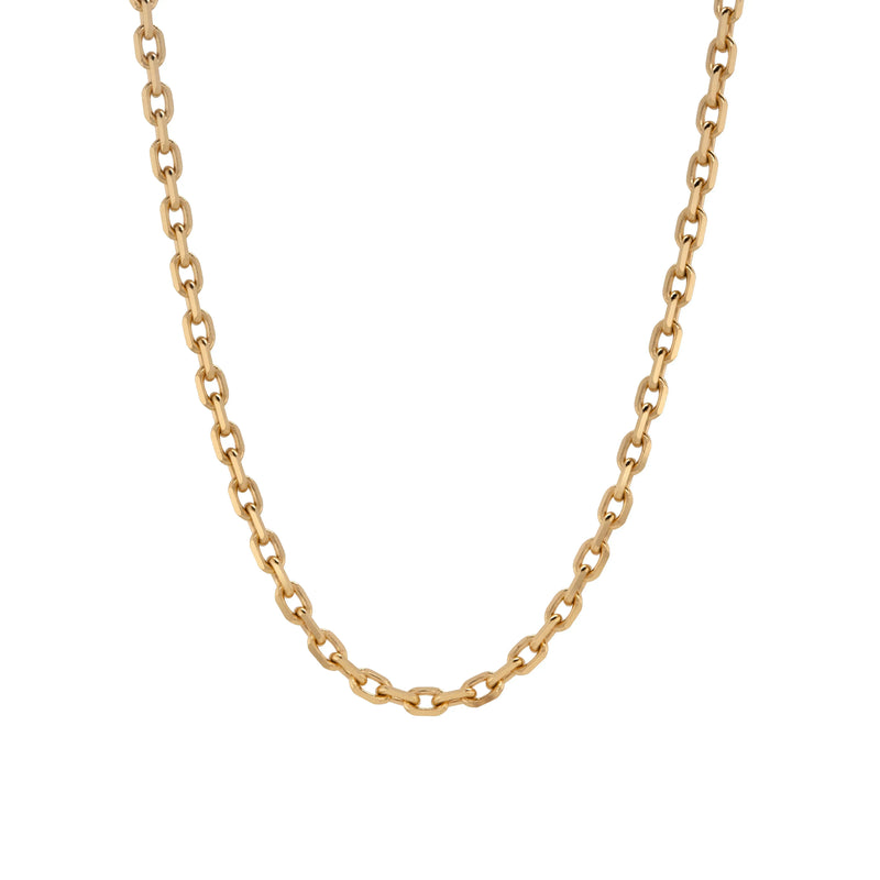 14K solid gold 1.8mm Diamond-edge Chain shown hanging on a white background