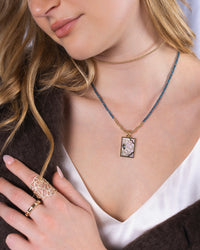 LONDON BLUE TOPAZ FLORAL EVIL EYE DOG TAG