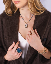 LONDON BLUE TOPAZ POM POM RING