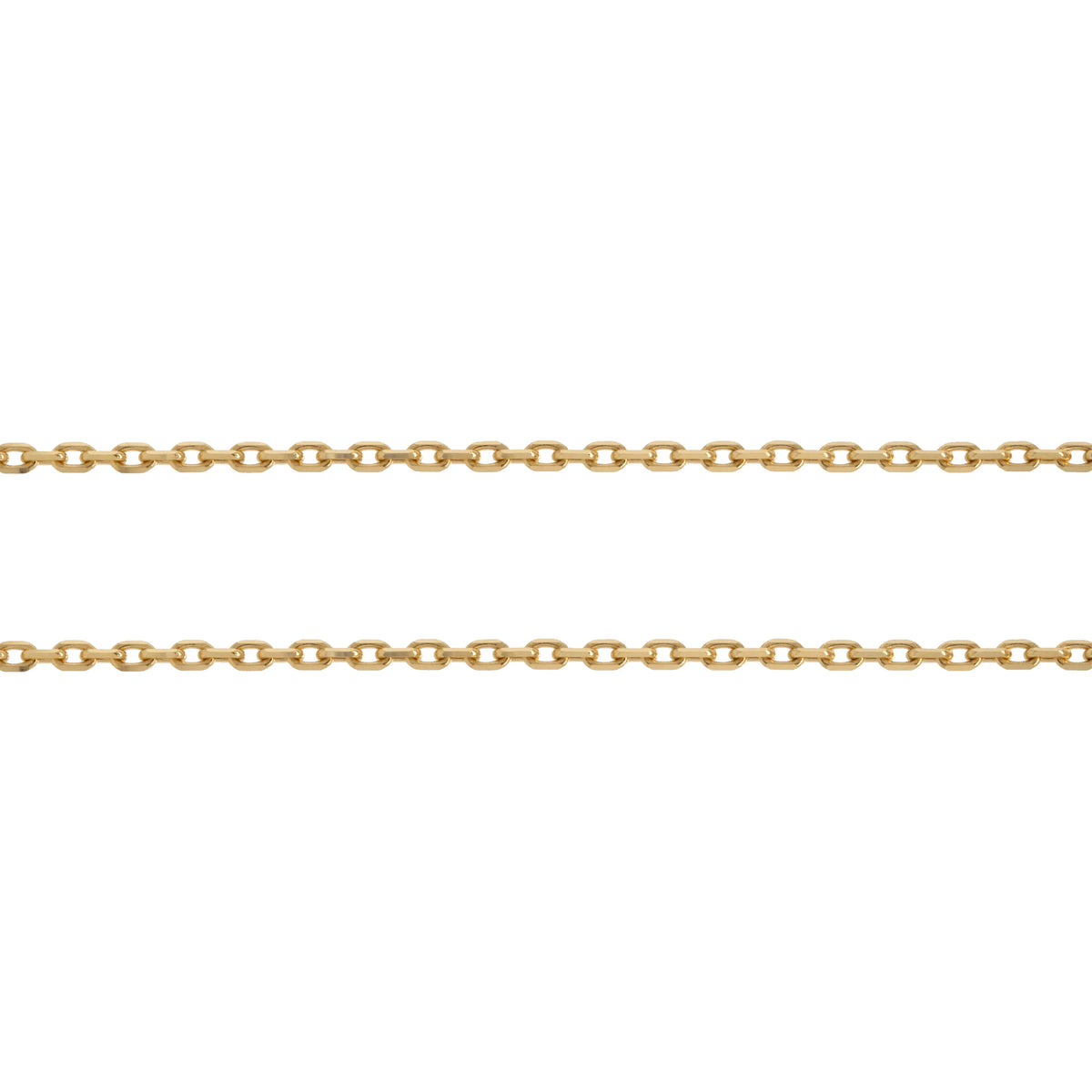 14K solid gold 2.3mm Diamond-edge Chain on a white background