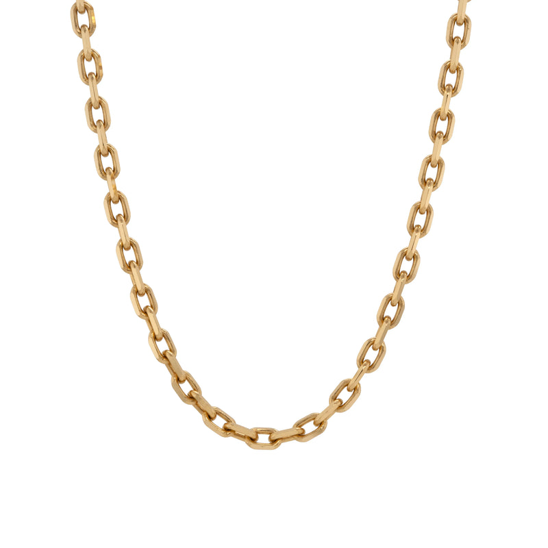 14K solid gold 2.3mm Diamond-edge Chain shown hanging on a white background