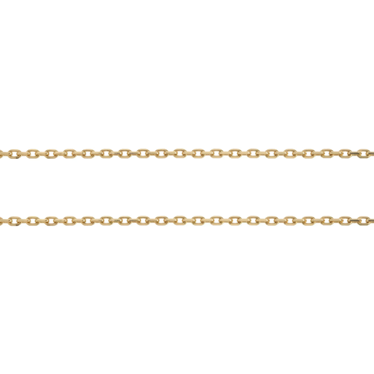 14K solid gold 2mm Diamond-edge Chain on a white background