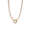 8.5-9mm Akoya Pearl Necklace: Pearl necklace with a gold clasp on a white background