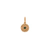 Baby Diamond Evil Eye Pendant: A 14K gold diamond pendant with a central emerald, surrounded by a circle of small diamonds