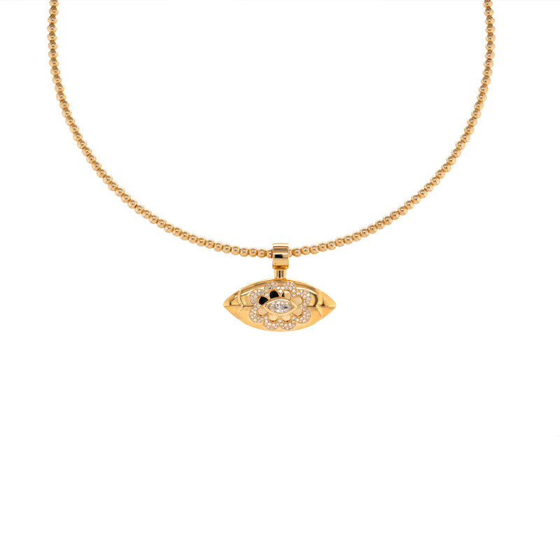 Beaded Flex Choker with Floral Evil Eye Amulet