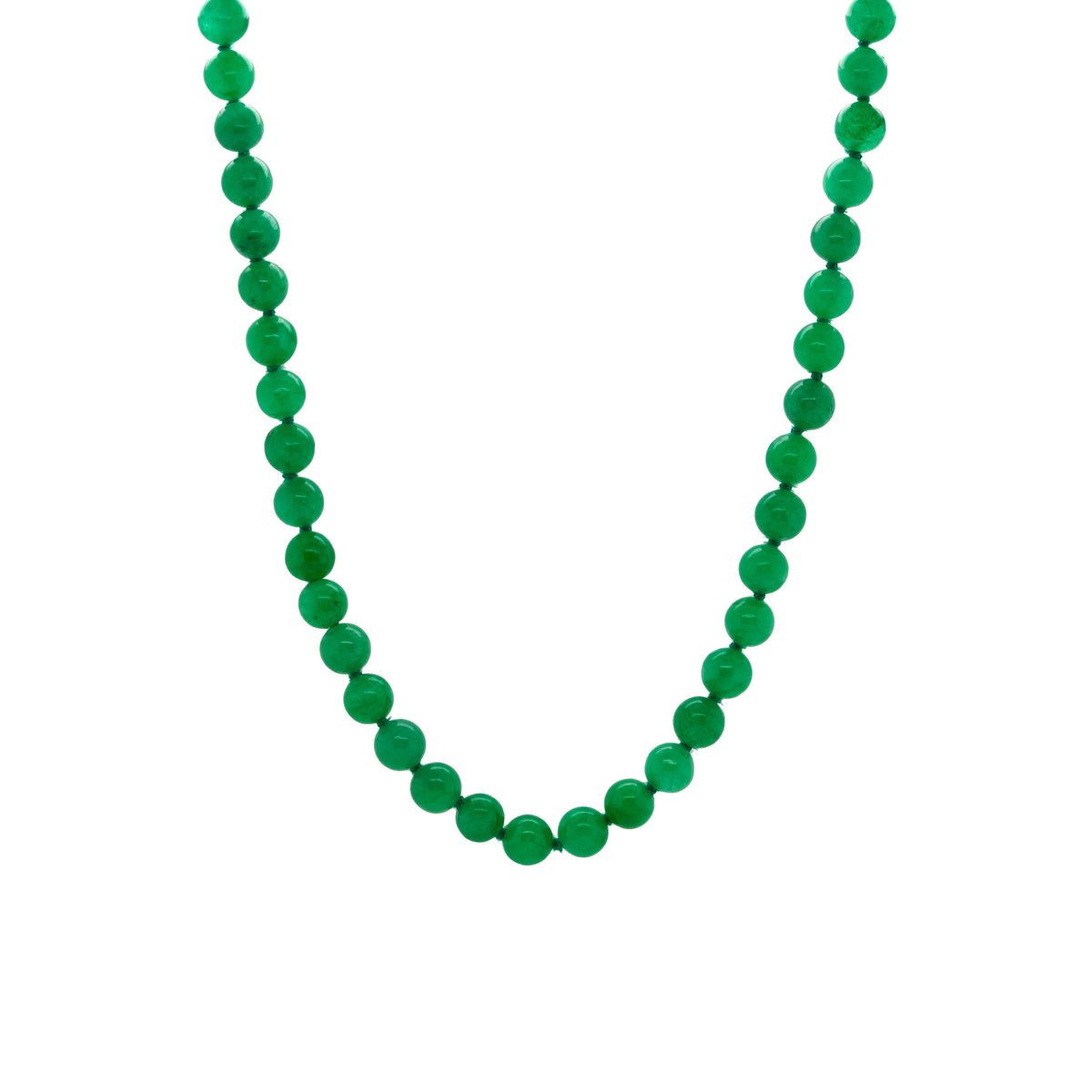 Burmese Jade Necklace: An 18-inch-long green Burmese jade necklace with a 6mm width