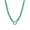 Burmese Jade Necklace: An 18-inch-long green Burmese jade necklace with a 6mm width, featuring a 14K gold round charm clasp.