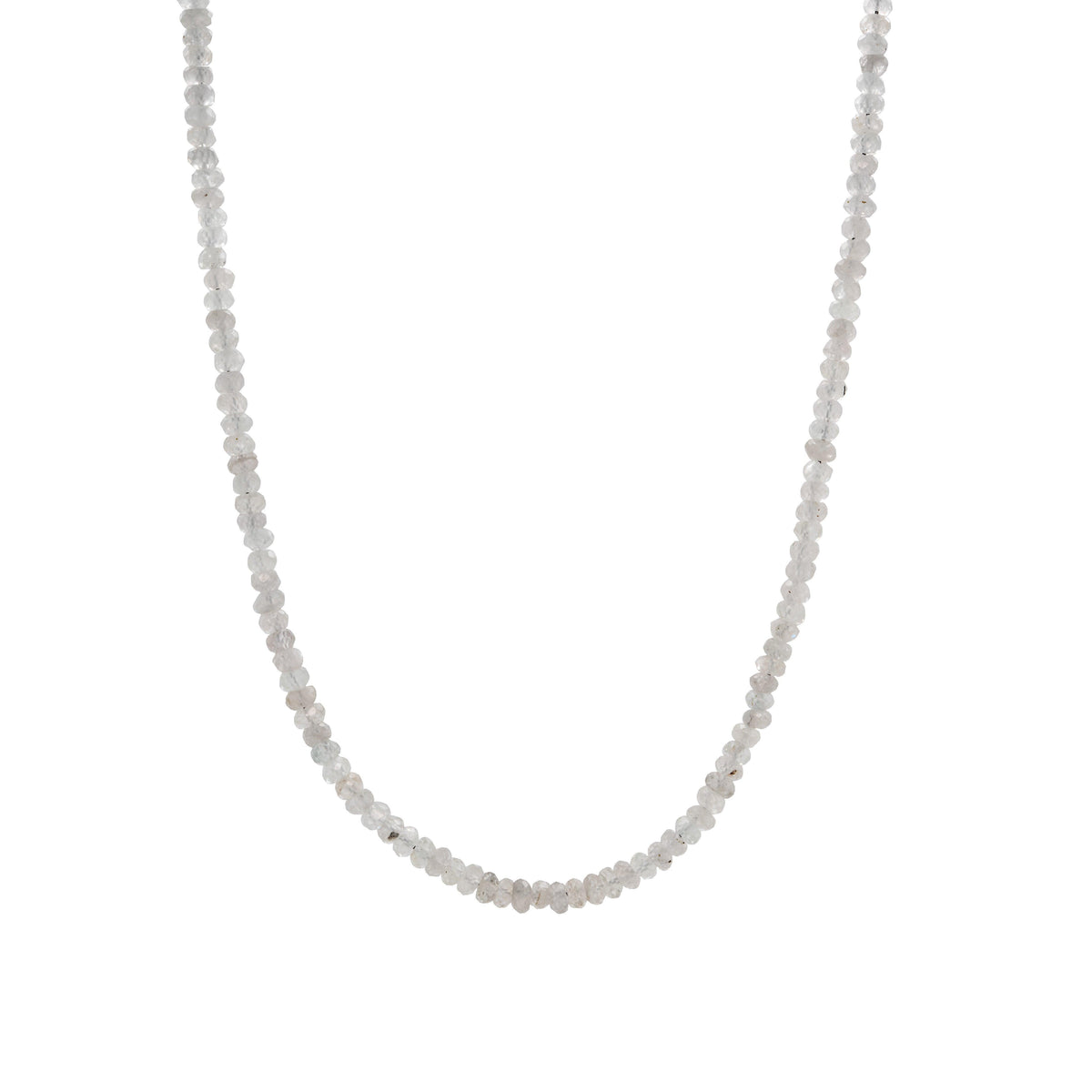 Chalk Natural Zircon 3mm Necklace: chalk colored beaded necklace on a white background