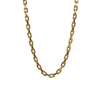 Chubby Diamond Cut Chain Necklace: A 14K yellow gold diamond cut chain necklace with a lobster clasp fastening, displayed on a plain background.