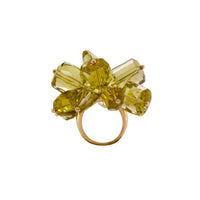 Citrine Pom Pom Ring: A 14K yellow gold ring featuring a cluster of large citrine gemstones 