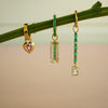 EMERALD OVAL HUGGIES & DECO EMERALD EARRING CHARM