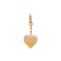 Diamond Eclipse Heart Pendant, 14K gold heart-shaped charm with embedded white stones on a white background