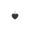 Black diamond side of the Double-sided Puffy Heart Pendant, 14K Gold heart-shaped pendant with black stones on a white background