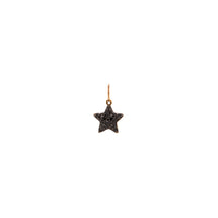Black diamond side of the Double-sided Puffy Star Pendant, 14K Gold star-shaped pendant with black stones on a white background