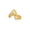Double Chevron Ring: A 14K yellow gold double chevron ring with a modern geometric design, height 5/8 inch.
