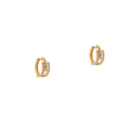Double Prism Rock Huggies: A pair of 14K gold hinged huggie earrings with diamond 