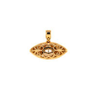 Back of Floral_Evil_Eye_Amulet, 14K gold pendant in white background