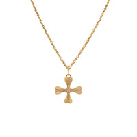 Floral Necklace: A gold floral pendant with a diamond-encrusted center on a chain.
