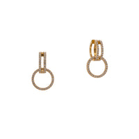 LUXE OPEN BAR DIAMOND HUGGIES w/ LUXE REVERSIBLE WHITE & BLACK DIAMOND ROUND EARRING EXTENSIONS