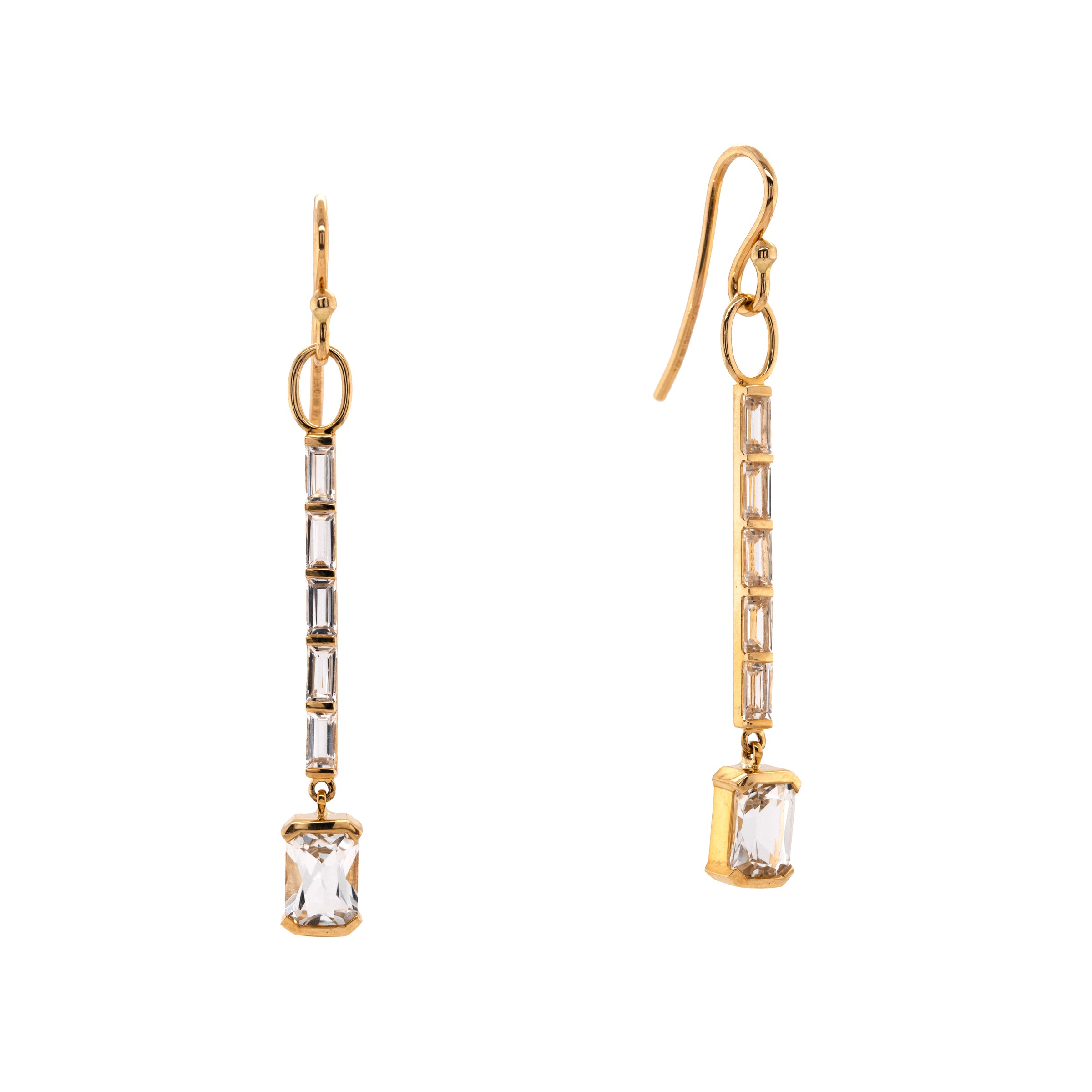 WHITE TOPAZ BAGUETTE EARRINGS