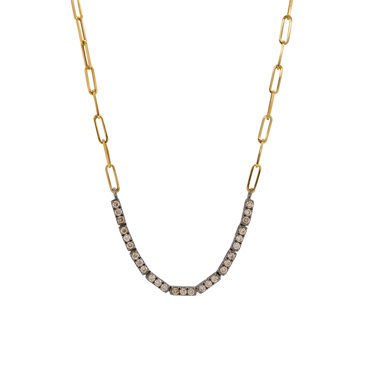 MIXED METAL DIAMOND ROW NECKLACE