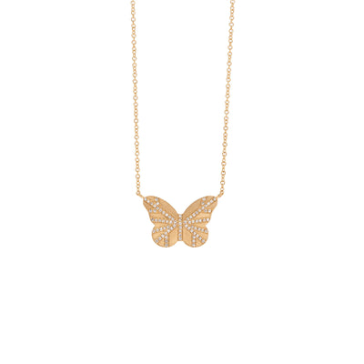 Butterfly Necklace: 14K Gold Necklace with a butterfly design with diamond accents