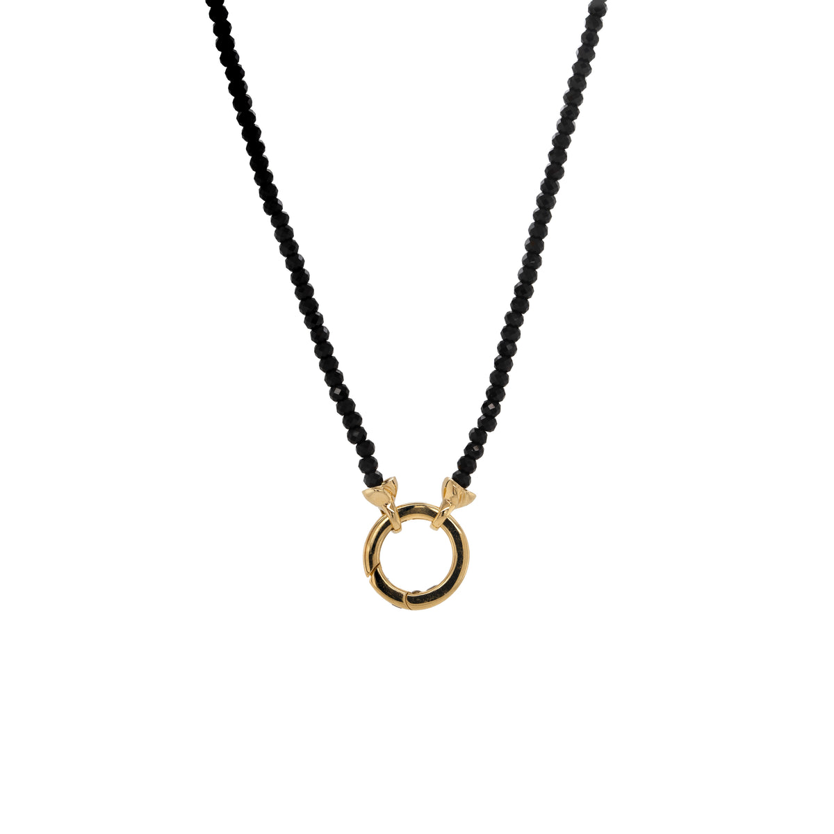 BLACK SPINEL LONG NECKLACE W/ CLASPS