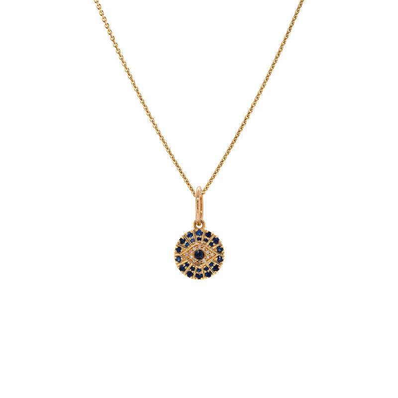 BABY BLUE SAPPHIRE EVIL EYE MEDALLION