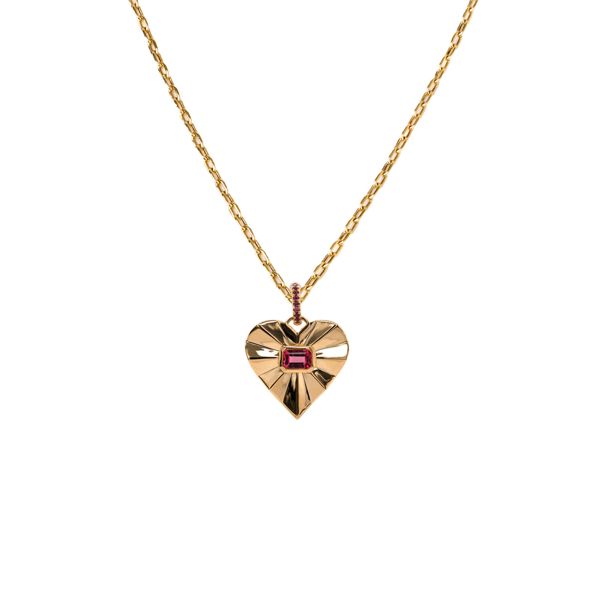 PINK TOURMALINE SPIRAL HEART PENDANT