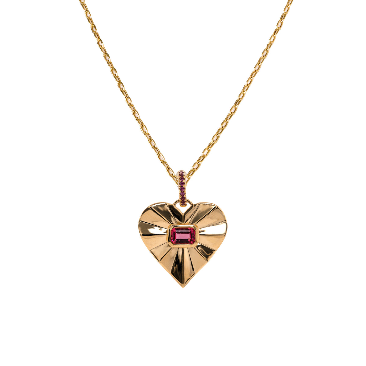 PINK TOURMALINE SPIRAL HEART PENDANT