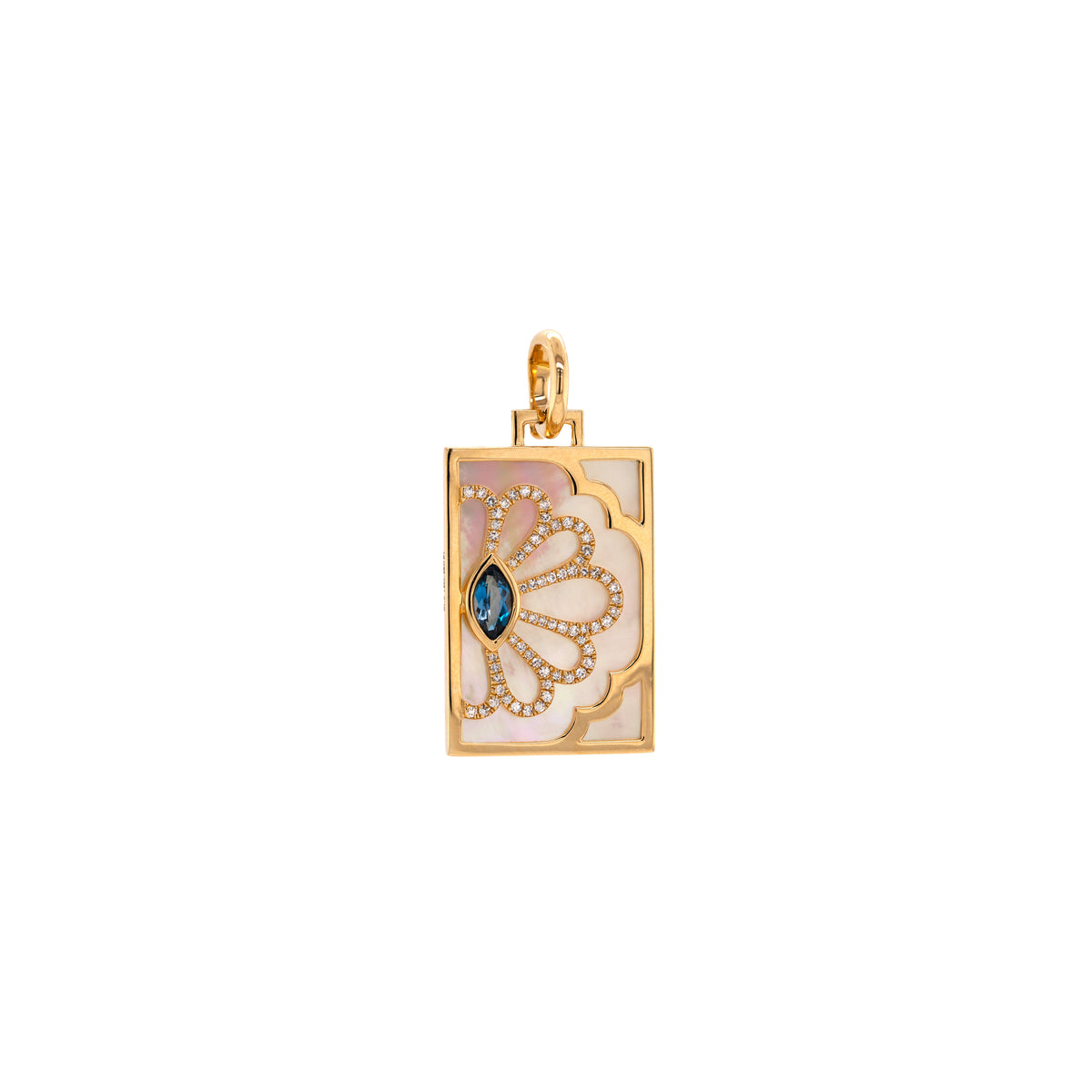 LONDON BLUE TOPAZ FLORAL EVIL EYE DOG TAG