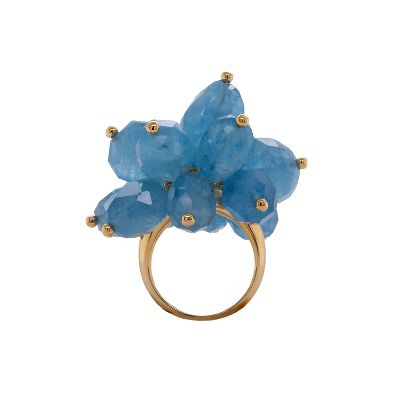 AQUAMARINE POM POM RING