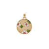 Garden Medallion: A gold medallion with a floral garden pattern.