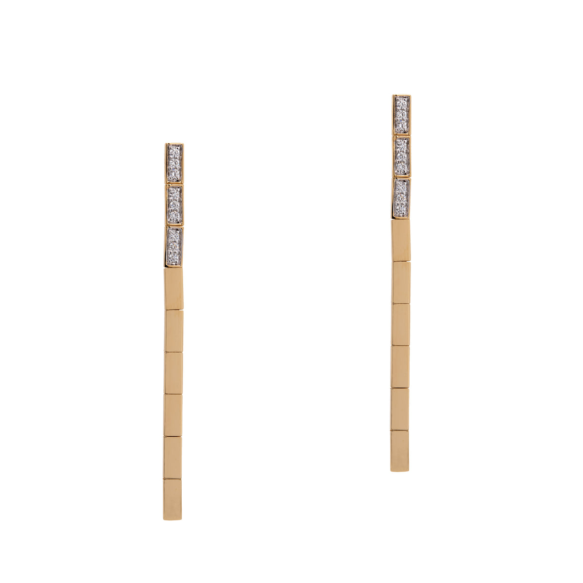 Gold & Diamond Serpent Earrings: a pair of 14K gold diamond earrings with a serpentine design, featuring a post and butterfly back fastening.