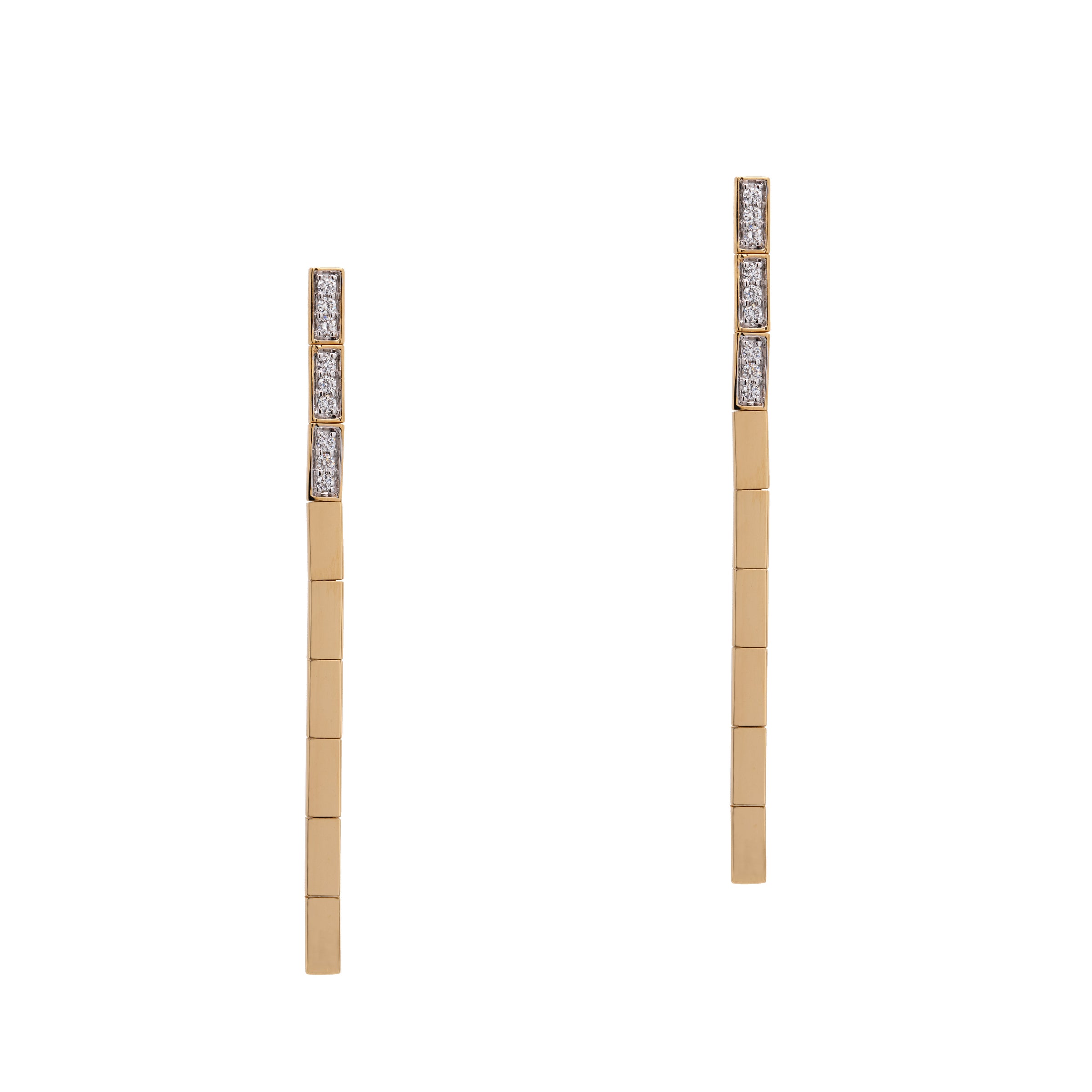 Gold & Diamond Serpent Earrings: a pair of 14K gold diamond earrings with a serpentine design, featuring a post and butterfly back fastening.