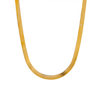 A 16-inch 14K gold herringbone choker necklace with a lobster clasp fastening.