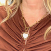 MOTHER-OF-PEARL HALO HEART PENDANT