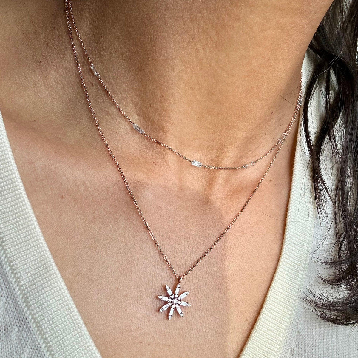 FLOATING BAGUETTE DIAMOND NECKLACE
