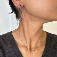 GREEN GARNET OPEN BAR HUGGIES w/ REVERSIBLE GREEN GARNET & BLACK SPINEL OVAL EARRING EXTENSIONS