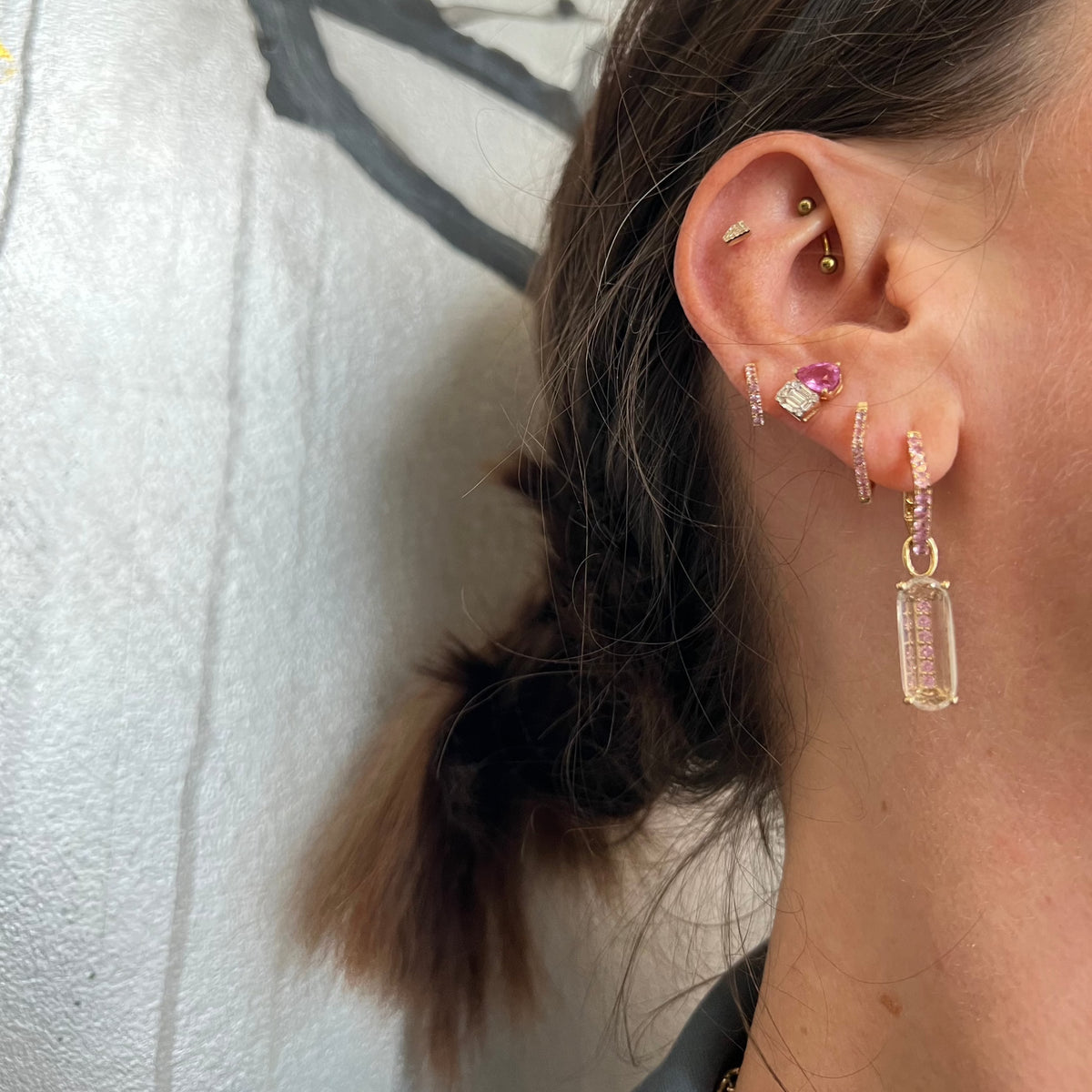 PINK SAPPHIRE ANGULAR HUGGIES
