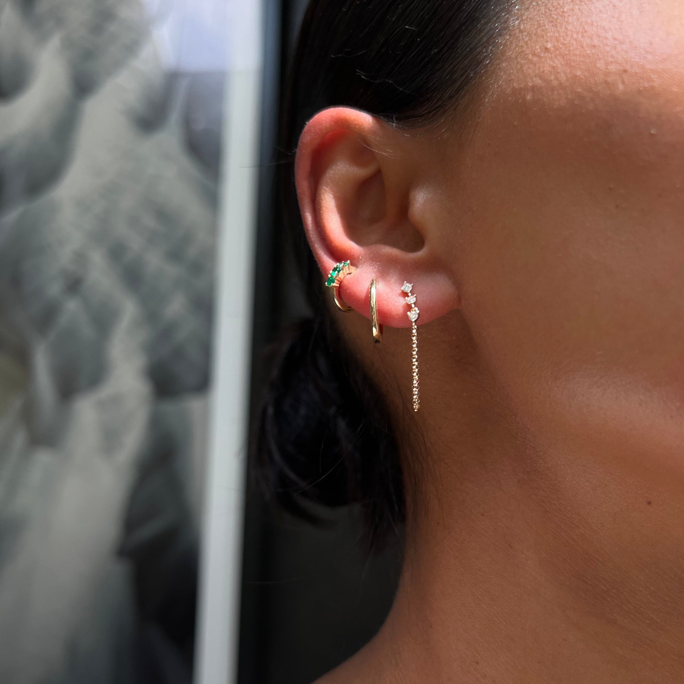 3 DIAMOND CHAIN EARRINGS