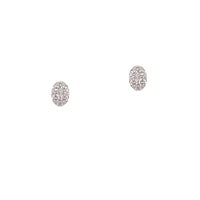 Illusion Oval Studs, a pair of oval studs with diamonds on a white background