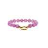  Kunzite Bracelet: A bracelet with a gold-tone clasp, featuring a series of pink oval-shaped beads 