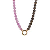 Kunzite & Labradorite Necklace: Pink and Grey round beads with 14K gold round clasp 