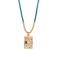 LONDON BLUE TOPAZ FLORAL EVIL EYE DOG TAG