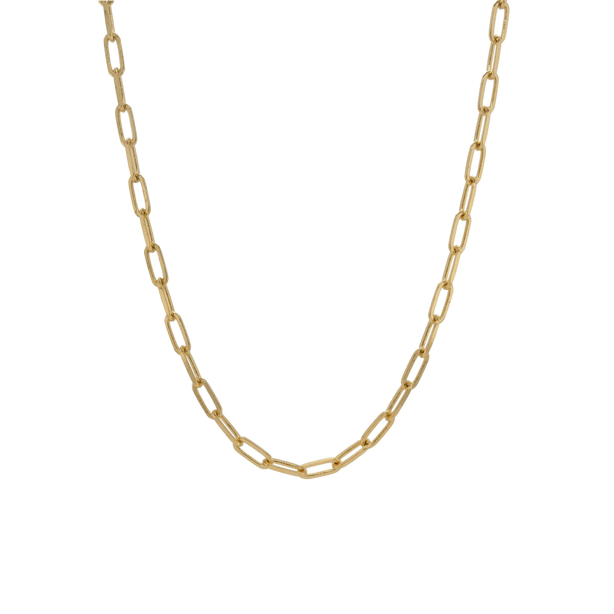 Large Long Link 19" Chain:  Gold chain necklace on a white background