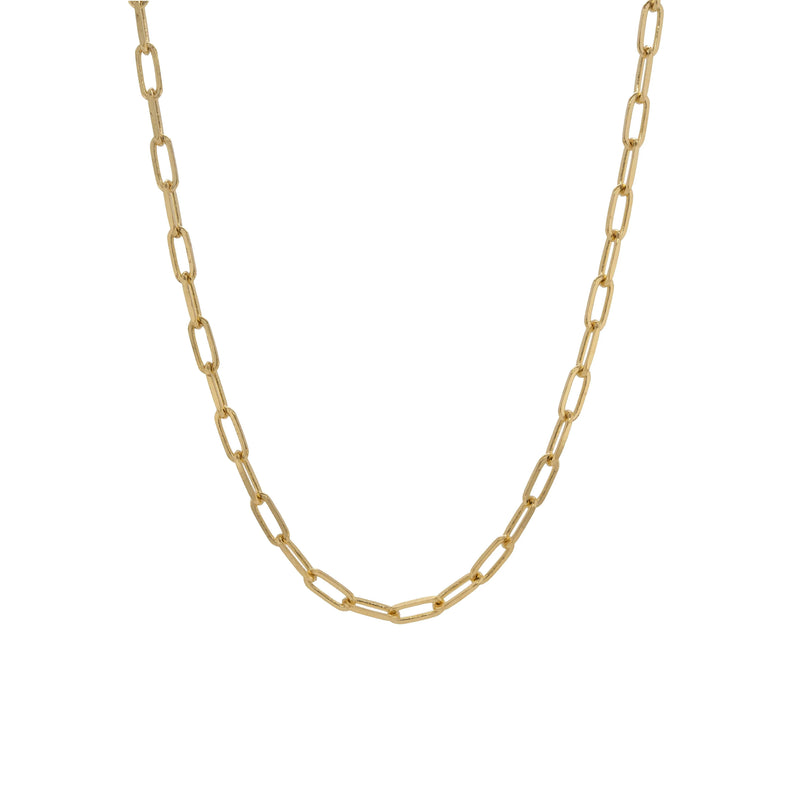 Large Long Link 19" Chain:  Gold chain necklace on a white background
